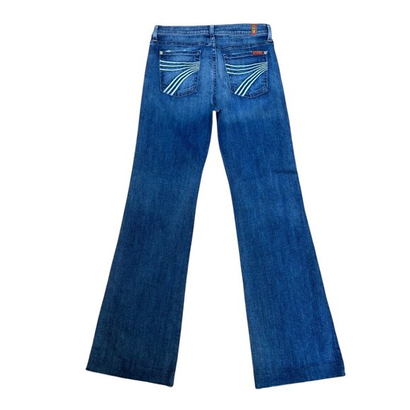 Y2K VTG. 7 FOR ALL MANKIND DOJO DARK WASH FLARE JEANS SZ. 30" EUC - Picture 2 of 6